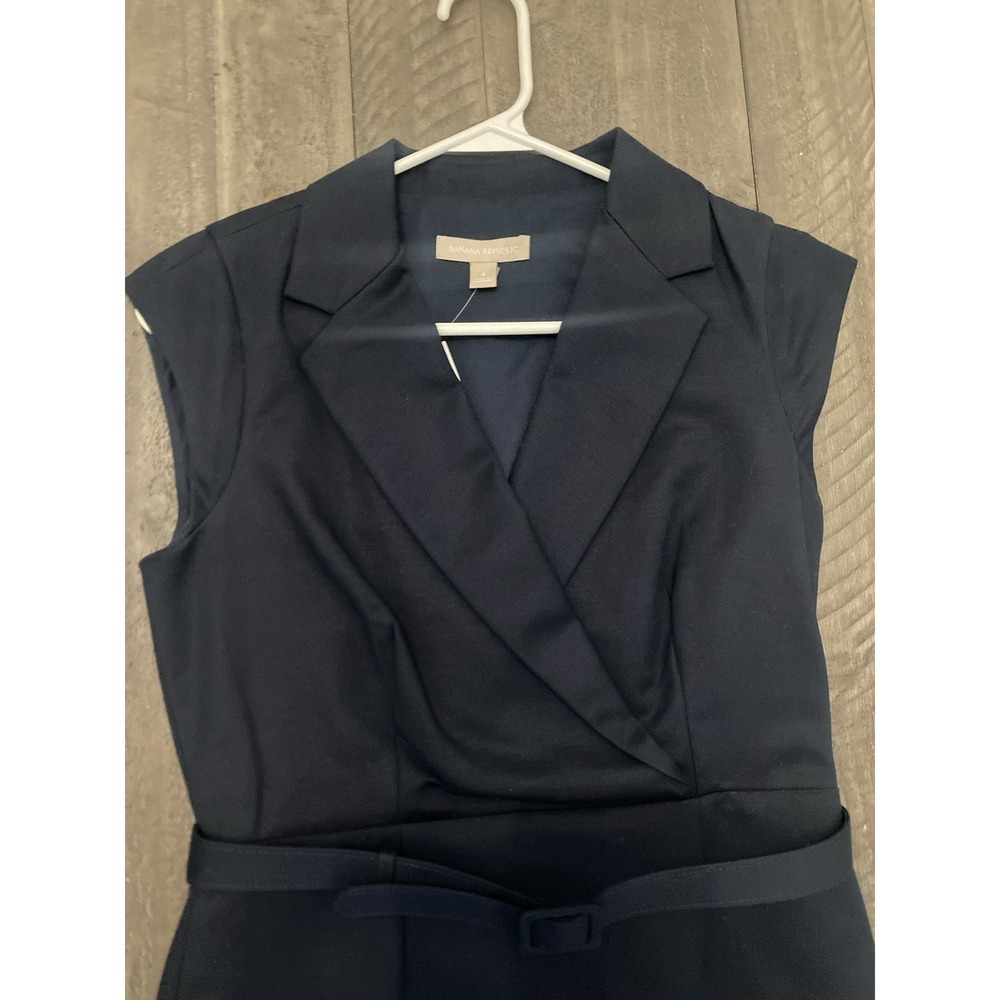 NWT Banana Republic Womens Blue Sleeveless Midi Dress sz 10 Belt Business - Picture 10 of 16